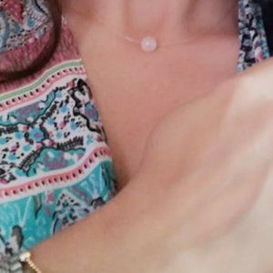 BARELY THERE Delicate Rose Quartz Bead Floating Necklace